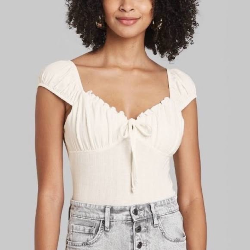 White Wild Fable Milkmaid Bodysuit